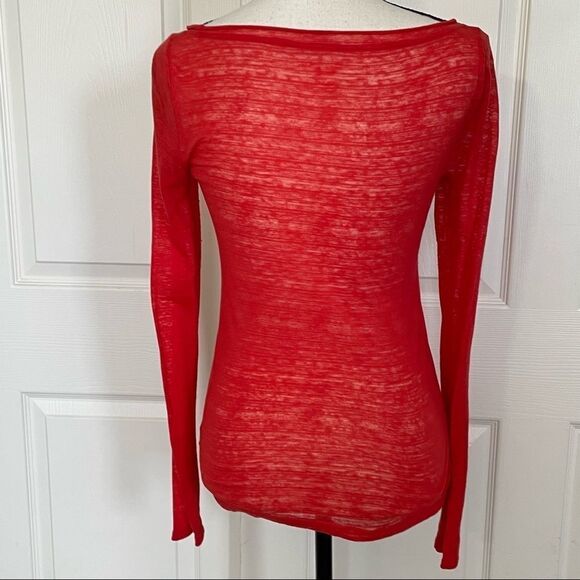 Pure & Good Anthropologie Sheer Burnout Lightweight Long Sleeve Layering Tee, S - Picture 3 of 12